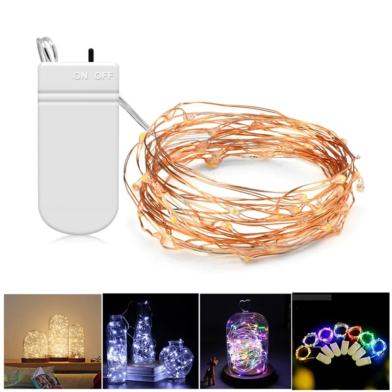Fairy 2M 3M Batterij Operated LED Copper Wire String Lights for Wedding Christmas Garland Festival Party Woondecoratie Lamp