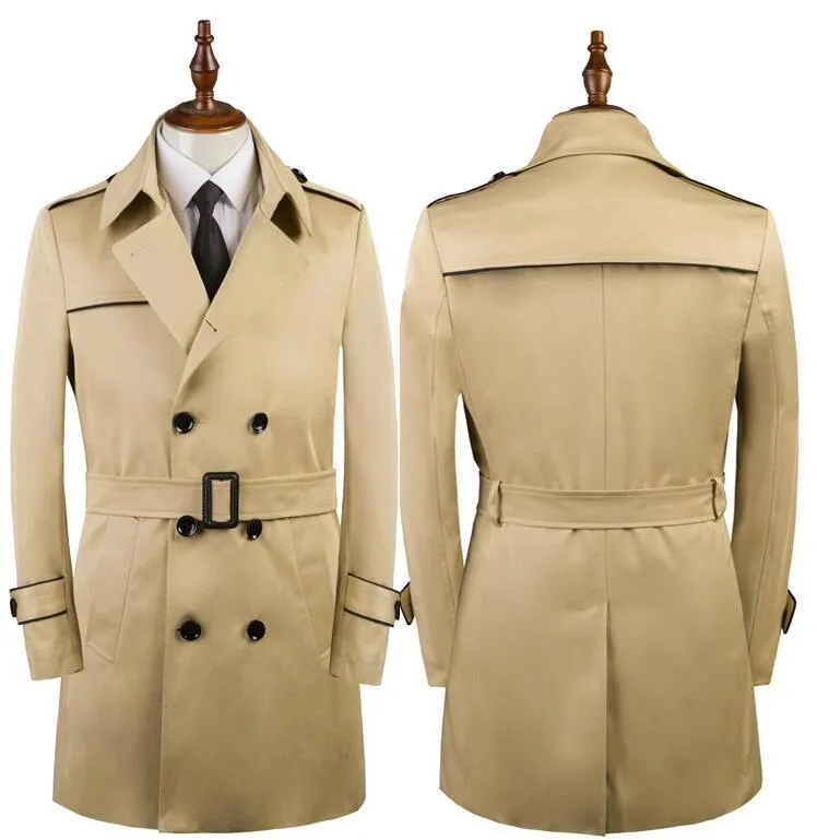 数量限定商品や在庫限り メンズトレンチコートイングランドメンズマンショートコート男性服スリムフィットダブルブレストオーバーコート長袖春秋ラペルカーキ1 割引販売中 Rebeccasingsonmd Com