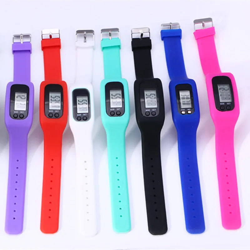 Passomètre numérique LCD en Silicone pour enfants, montres de mouvement, calories, temps, Sport, podomètre, femmes et hommes, boucle réglable 4 52fc P2