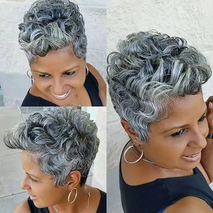 Salt Pepper Grey Ponytail Hairpiece Pixie Style Updo