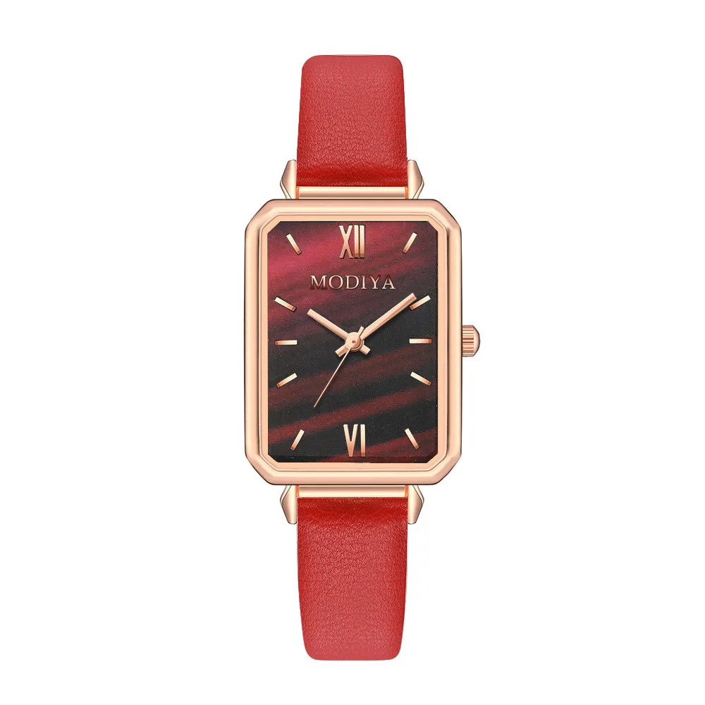 Orologi alla moda Design quadrato Donna Lady Piccoli orologi al quarzo casual squisiti Cinturino in pelle Analogico Gril Orologio da polso con numeri romani di lusso per studenti