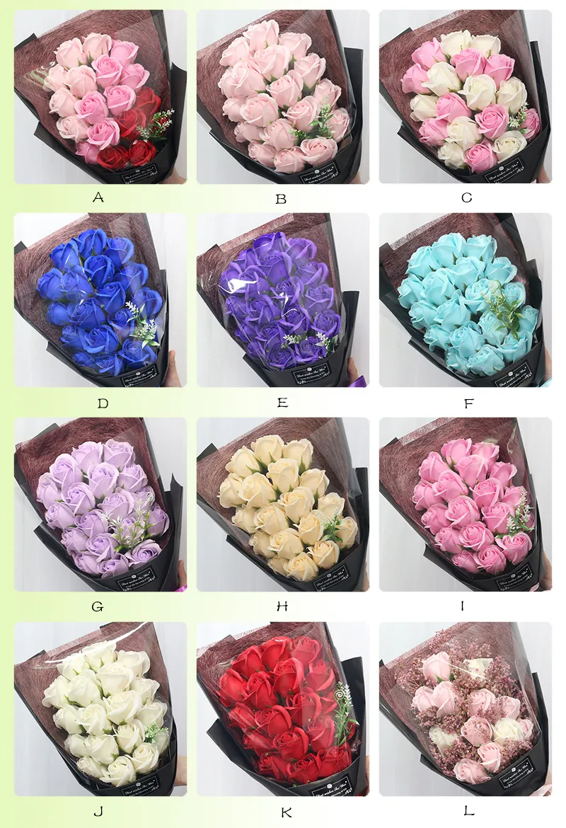 JAROWN Artificial Soap Flower Rose Bouquet Gift Bags Valentine