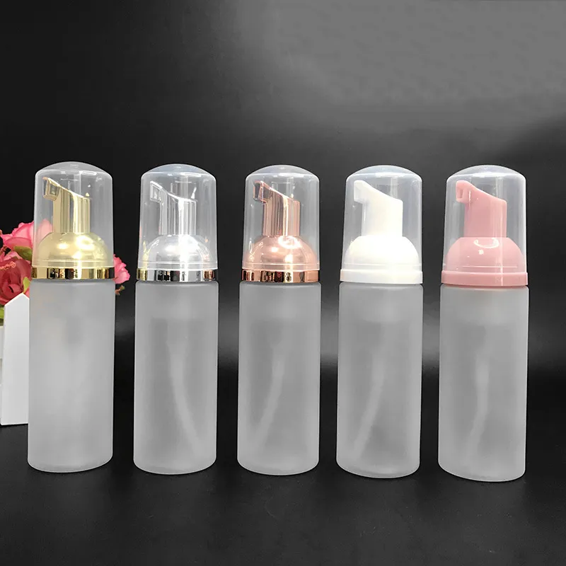 50ml Travel Foamer Bottles Frosted Plastic Foam Bottles with Gold/Silver Pump Hand Wash Soap Mousse Cream Dispenser Bubbling Bottle BPA Free