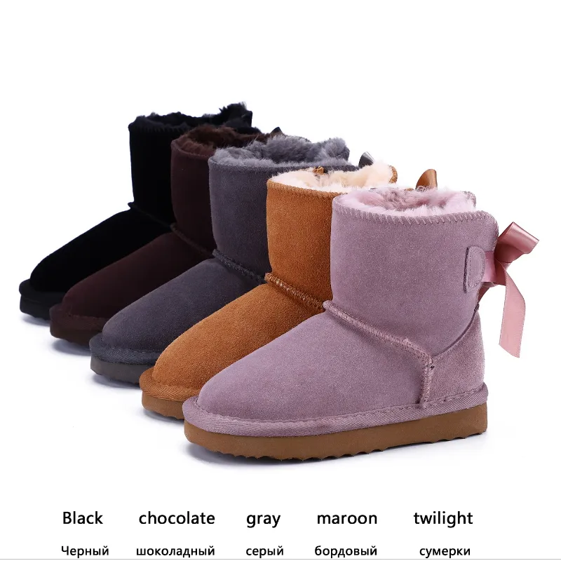 Botas para niños Wgg Cuero genuino Australia Niñas Niños Tobillo Bota de invierno para niños Zapatos de bebé cálido esquí niño Moda nueva botte fille Zapatillas de deporte