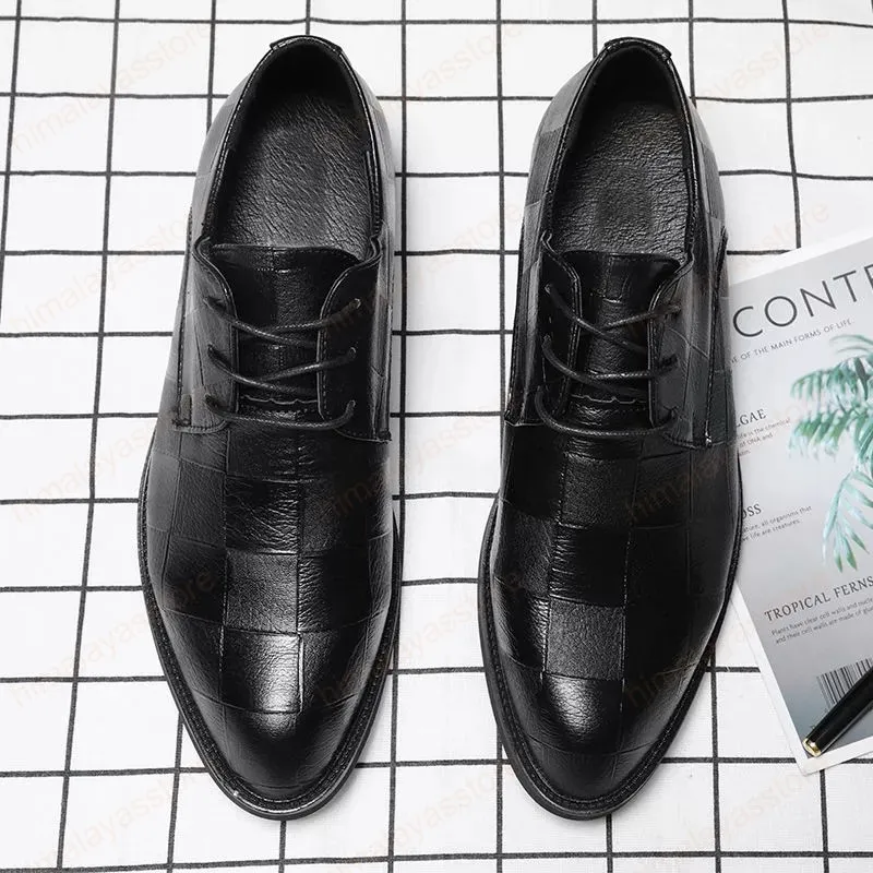 Business Men Shoes Black Leather Men Shoes Luxury Mens Wedding