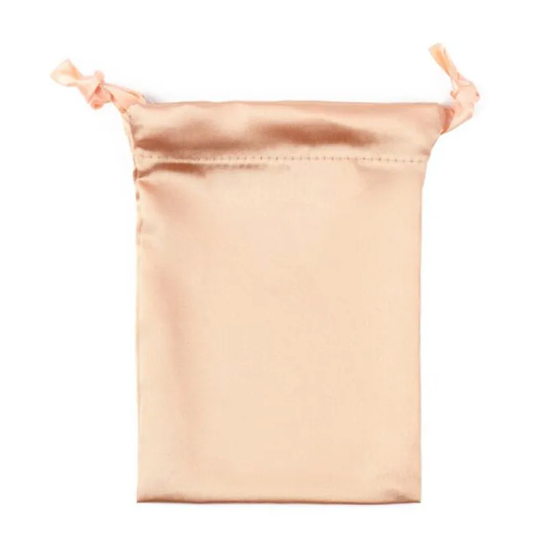 Satin Drawstring Bags Silk Cloth Jewelry Wigs Cosmetic Packaging Eye Mask Pouches Sachet Ribbon Bag 16x12cm ZC3402