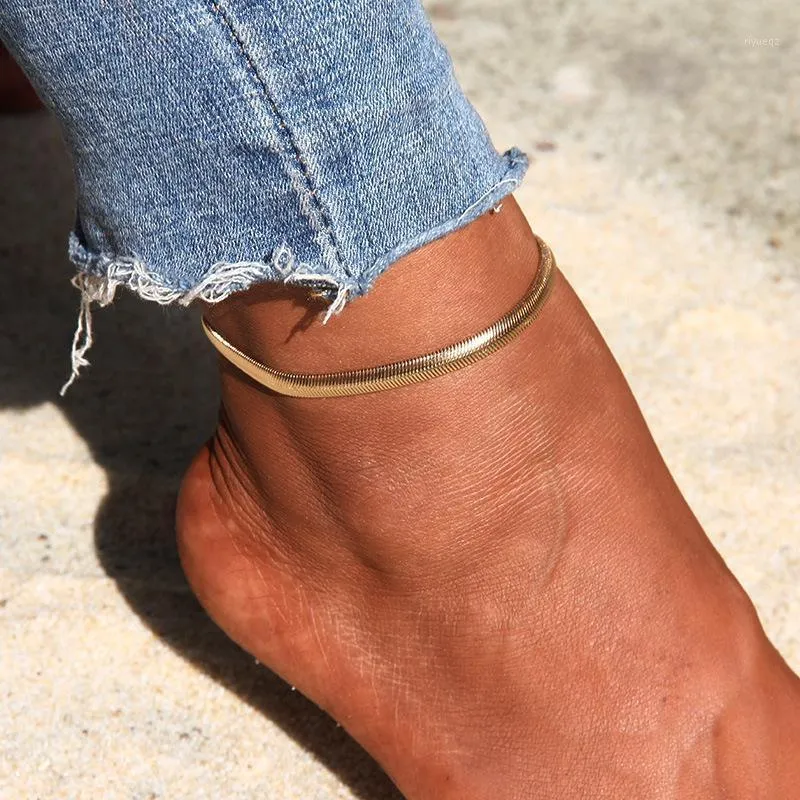 Ножные браслеты со змеиной цепочкой для женщин, богемный ножной браслет из нержавеющей стали, тренд 2021 года, пляжные ювелирные аксессуары для ног, Mujer