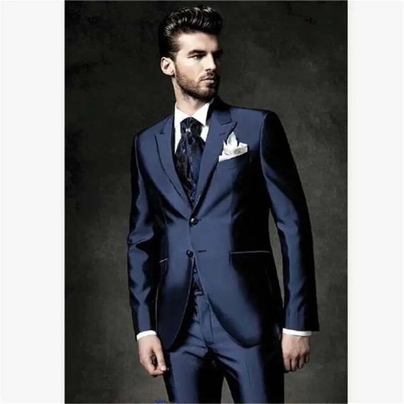 Yeni Erkek Takım Smolking Noivo Terno Slim Fit Easculino Akşam Takım Elbise Erkekler Için Bir Düğme Damat Smokin Takım Elbise (Ceket + Pantolon) 201106