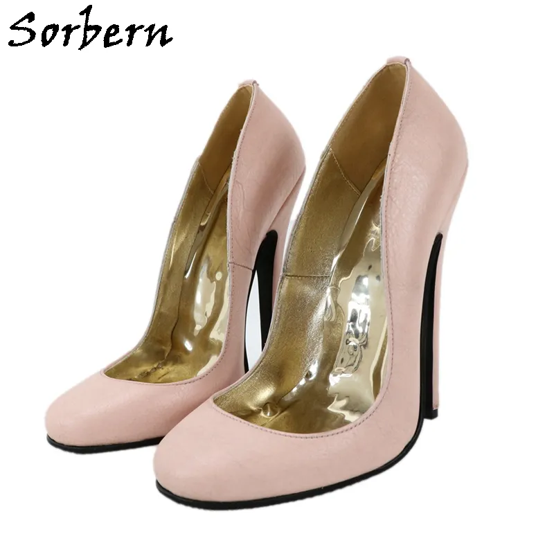 Sorbern Sexy Round Toe Women Pump Shoes Genuine Leather Stilettos High Heel 16Cm 14Cm Slip On Female Shoes Custom Colors