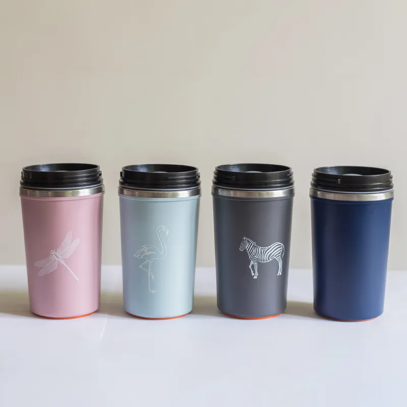 Rostfritt stål Kaffekopp Thermos Tumbler Cups Vakuumkolv Termo Vattenflaska Mjölk Te Mugg Anpassad kreativ design Muggar 350ml