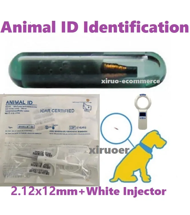 100set Universal Standard Pet Microchip, 134.2KHz ISO11784 / ISO11784 / FDX-B ID Tagi, 15-bitowy mikroczip RFID z igłą dla zwierząt / Pet / Dog / Kot / Świnia
