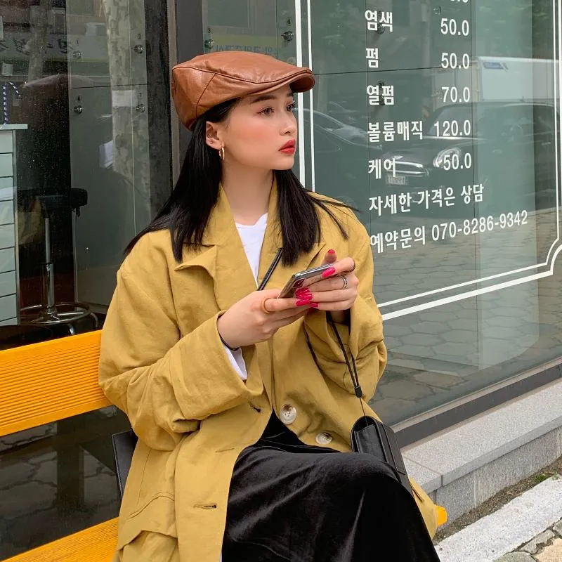 Faux Leather Waistcoat Womens Celebrity Beret Short Brimmed British Forward  Hat For Autumn/Winter Tetro Fashion Joker Korean232i From Bvkdx, $29.01