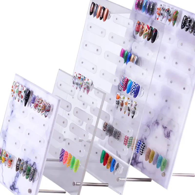 Nail Art Visar Hållare Magnetisk Marmor Nail Art Avtagbar Färgkort Display Board Acrylic False Tips Display Stativ Rack