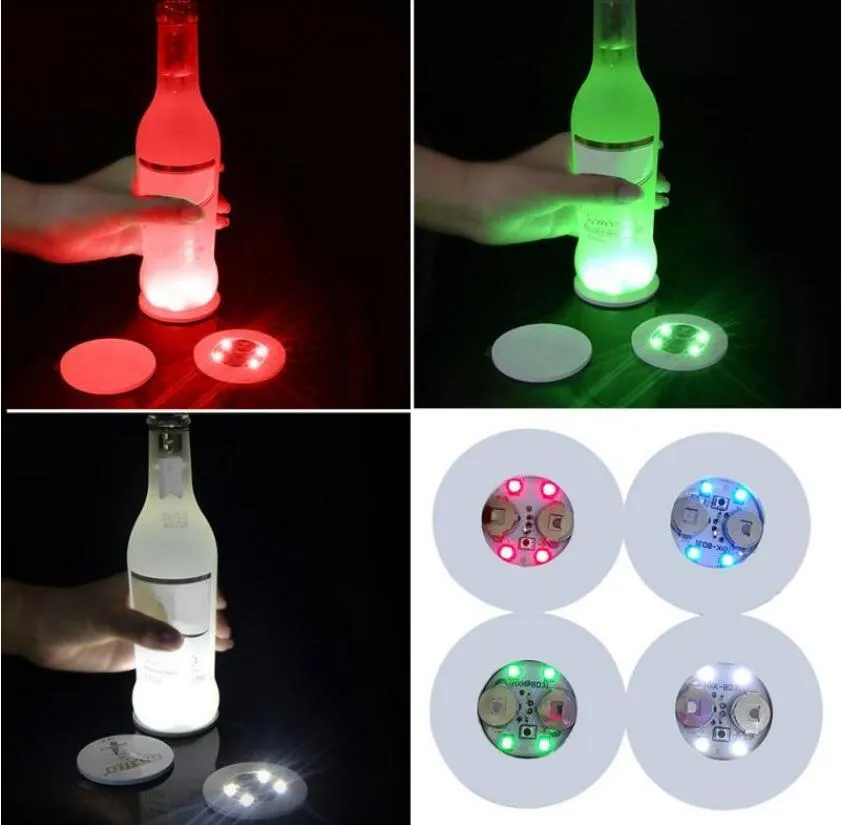 Blinking Glow LED Bottle Sticker Coaster Lights Flashing Cup Mat For Christmas Party Wedding Bar Vase Decoration Light