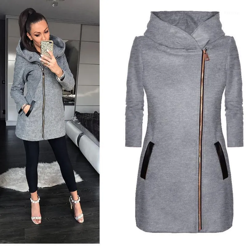 2019 New Autumn Winter Women Coat Casual Warm Coat Long Sleeve Zipper Hooded Vintage Retro Ladies Overcoat Plus Size 5xl#J301