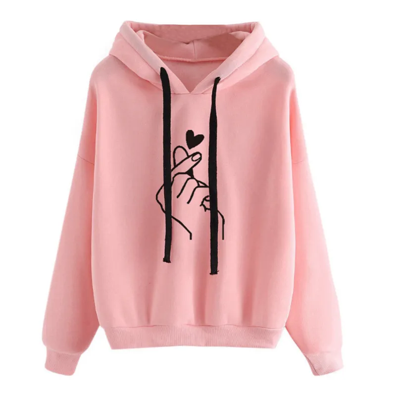 Sudaderas Coreanas Con Capucha Para Mujer De Gran Tamano Impreso Con Sudaderas Con Corazones Con Capucha Con Capucha De Manga Larga De Manga Larga Jerseys Casual Hoddies 201202 De 20 DHgate