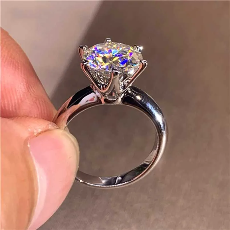 5.0ct婚約指輪の女性14kホワイトゴールドメッキラボダイヤモンドスターリングシルバーの結婚式Sジュエリーボックスには220119が含まれます。