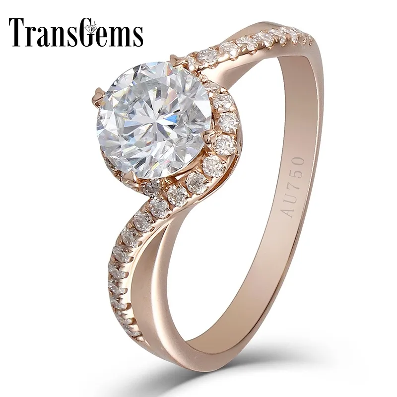 Transgems 14k or blanc 2 ct diamètre 8mm F couleur bague de fiançailles pour femmes solitaire avec accents cadeaux de mariage Y200620