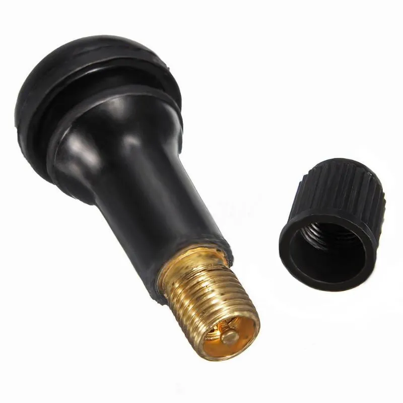 TR413 Car Tire Valve Stems: Black Rubber Snap In Replacement For