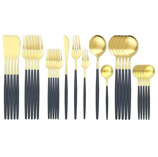 Matte Cutlery Set 304 Zestaw stali stalowej ze stali nierdzewnej Nóż Deser Deser Fork łyżka Silverware Silverware Kitchen Kitchenwar4234957