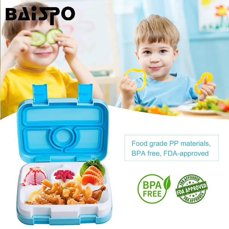 BAISPO MIDERWAVELABLE квадратная коробка для обеда для детей герметичный пищевой контейнер с отсеками BPA бесплатный завтрак для пикника School Y200429