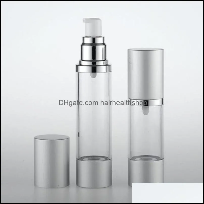 airless cosmetic cream pump containers,lotion cream vacuum bottles with pump,Matte silver airless pump bottle F569