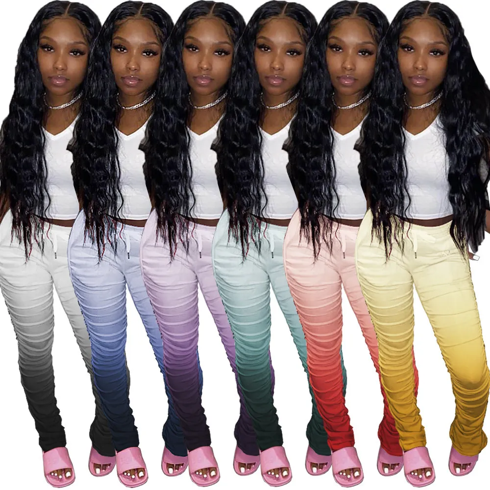 Gradient Stacked Tee Sexy Womens Stacked Sweatpants With Elastic Bell Bottom And Flare Ruched Detailing 201109 From Mu04 22.96 DHgate.Com