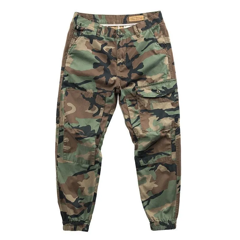 Novas Mens de Verão Mens Calças Calças 100% Algodão Cama Calças de Carga Homens Jogger Harem Calças Camuflagem Streetwear Pockets Calças Homens 201110