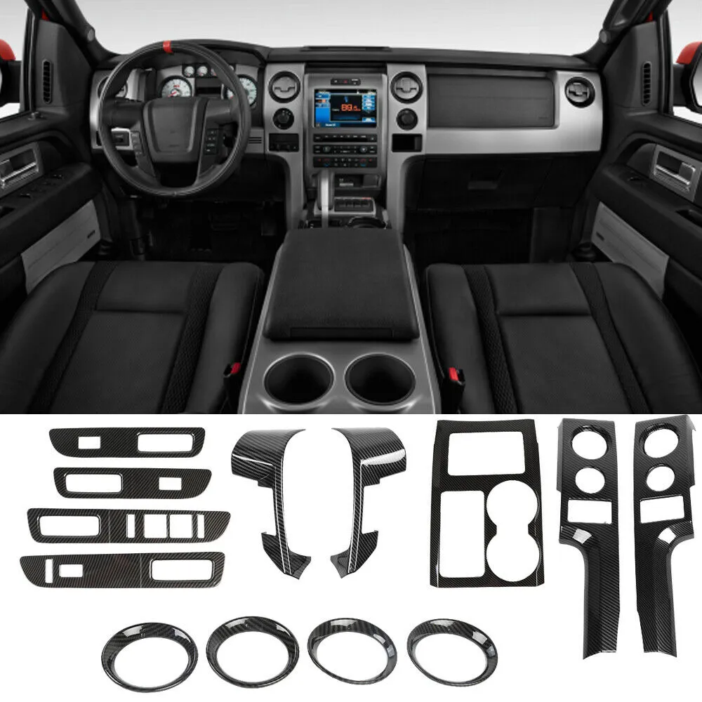 ABS CARREY REATING WHEEL COVER Gear Panel Intern kit DCOREOR FÖR FORD F150 RAPTOR 2009-2014 Kolfiber 13PC