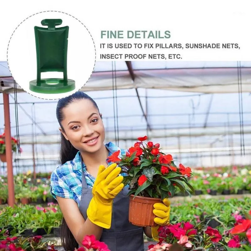 Plantadores pots 50 pcs plástico flor clipe durável gancho requintado fivela reutilizável estufa plantas de apoio