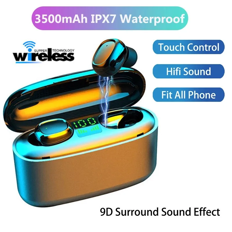 3500mah LED Auricolari Bluetooth senza fili Cuffie Auricolari TWS G5 Touch Control Mini auricolari stereo impermeabili Cancellazione del rumore