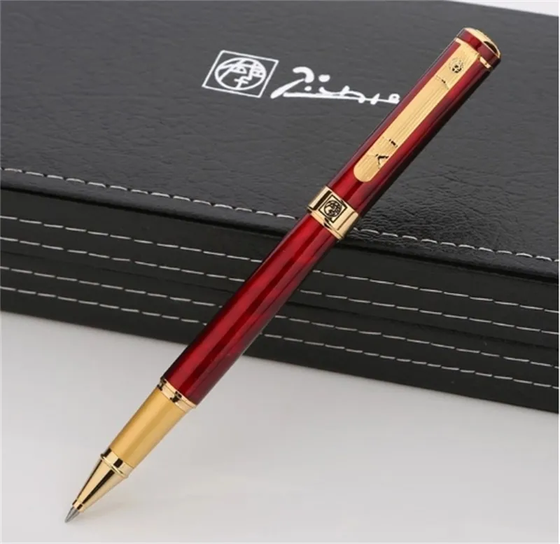 Top Luxury Picasso 902 Pen Wine Red Golden Plating Engrave Roller ball pen Business office supplies Writing Smooth options pens with Box