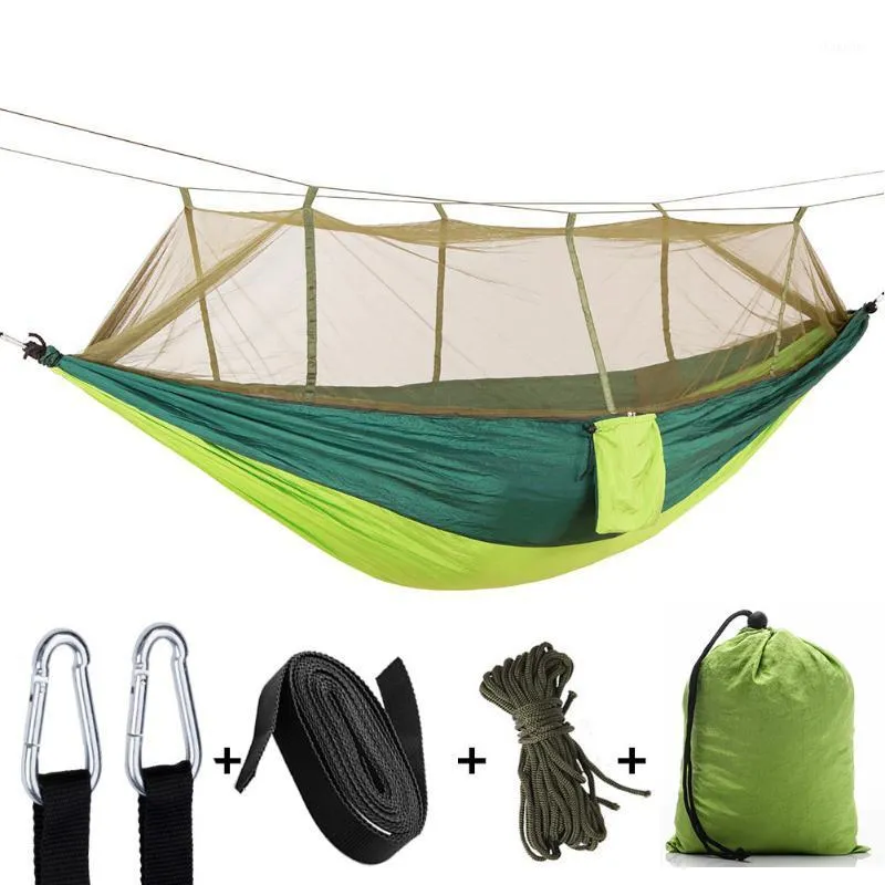 텐트와 대피소 나일론 이중 사람 성인 캠핑 야외 배낭 여행 여행 생존 정원 스윙 사냥 잠자는 침대 1