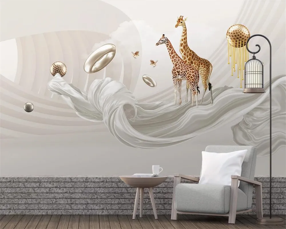 3d wallpaper für schlafzimmer moderne mode 3d ribbon giraffe abstrakt hintergrund fandbild wandbild nach hause dekoration 3d tapete