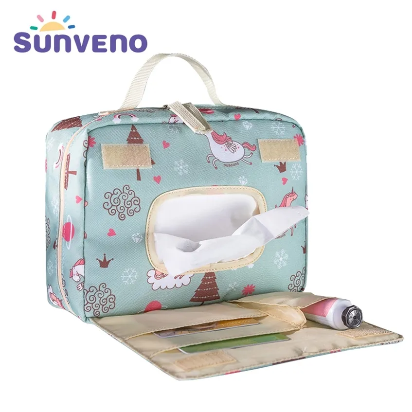 Sunen Baby Fralda Sacos Maternidade para Impressões de Moda Reutilizáveis ​​Descartáveis ​​Impressas Wet Seco 21 * 17 * 7cm 220225