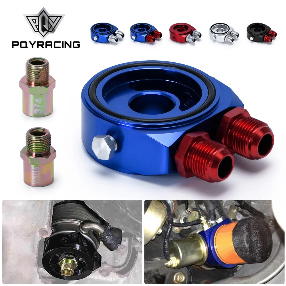PQY - Car Aluminum Universal Oil Filter Sandwich Adapter For Oil Cooler Plate Kit AN10 PQY6721