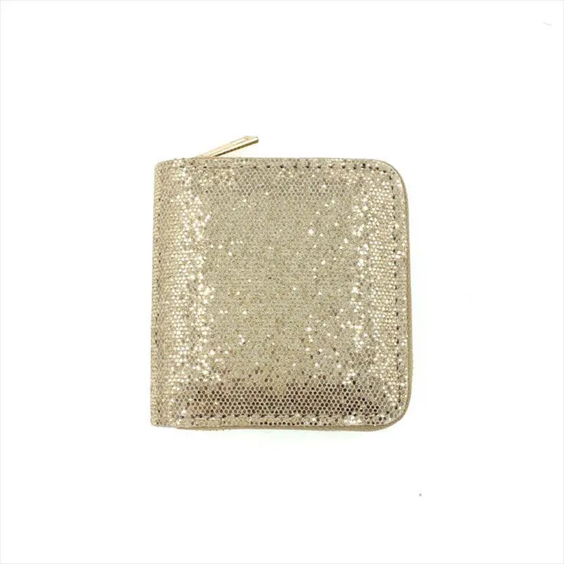 Hot Sale Kandra New Womens Wallet Small Gold Glitter Short Wallet Women Sequined Bank Credit Card Bolder Womans Gift Wholesale