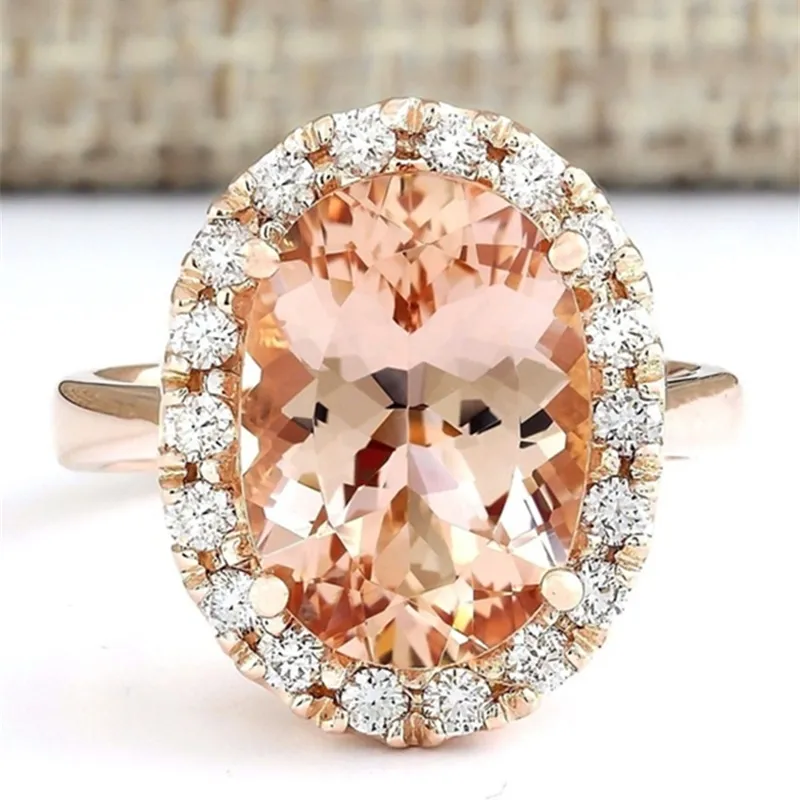 Rose Gold Topaz Diamond Ring Fur Frauen 14K Sterling Silber Schmuck Champagner Topaz Gemstone Von 12 73 DHgate