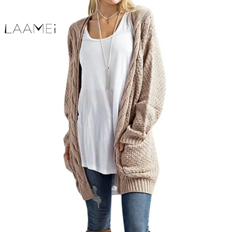 Laamei Neue Lange Strickjacke Frauen Lange Ärmeln Stricken Jumper Strickjacken Herbst Winter Frauen Pullover Mujer Invierno T200319