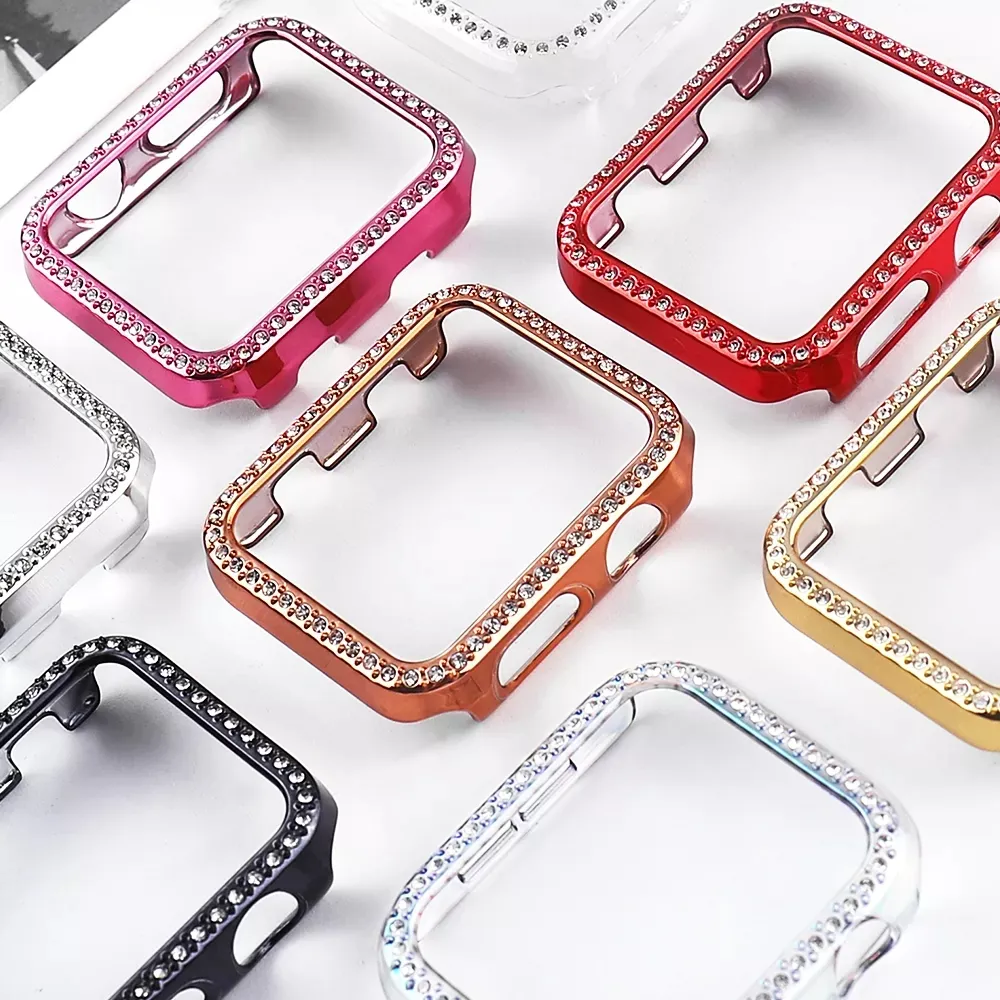 Voor Apple Watch Series 6 5 4 SE 3 2 1 Case Bling Crystal Diamonds PC Beschermende Bumper Cover Case voor Iwatch 38mm 40mm 42mm 44mm