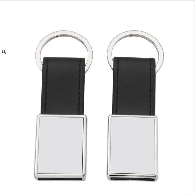 DHL Chaveiro De Metal Personalizado Favor Sublimação Casa-forma Keyring com Anel de Couro PU Exclusivo Retângulo Lembrança Chave Pingente RRE12301