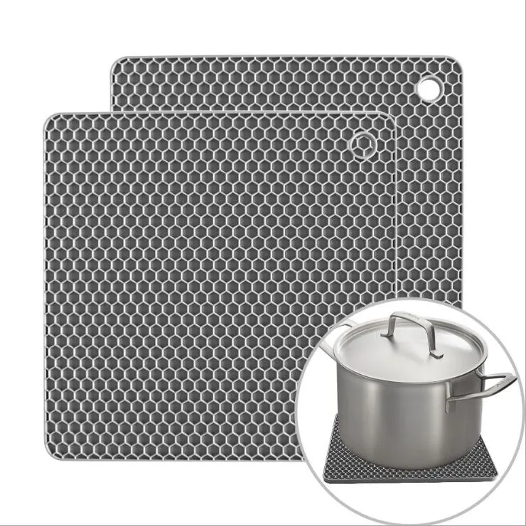 Vierkante siliconenwagens voor hete potten Pannen Place Mat Non Slip Countertop Mats Diner Drogende Pad Jar Opener en Lepel Rust Keukengerei