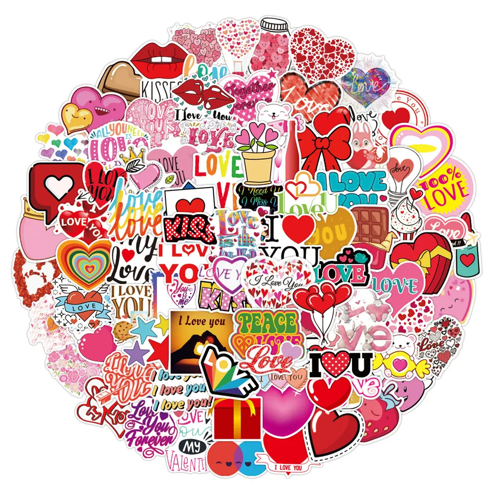 Park of 100Pcs Cute LOVE Stickers Vintage Valentine's Day Lovely Gifts Sitkcer For Laptop Luggage Car Decals Dropshipping