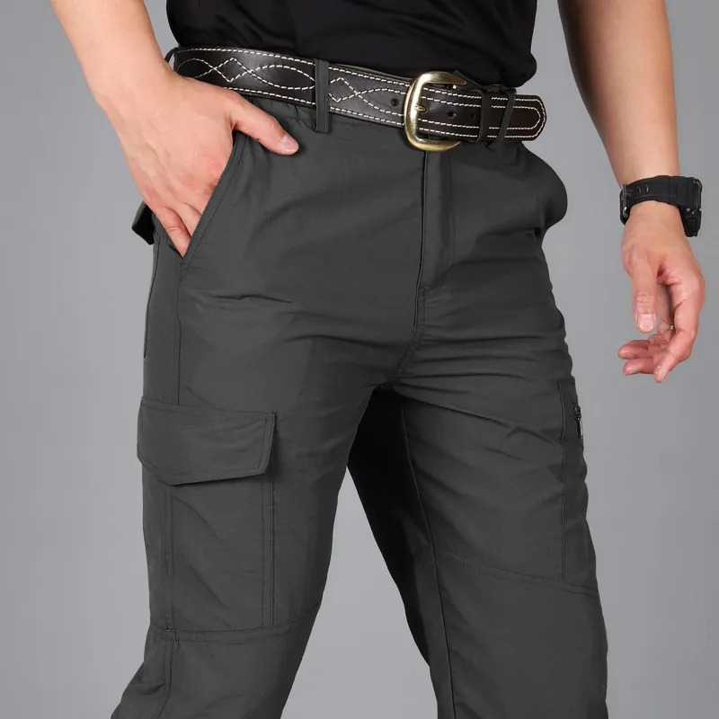 2020 Men Trousers and Pants Summer Thin Cargo Pants Male Chinos Trousers Quick Dry Waterproof Work Pants Full Length Trousers LJ201007
