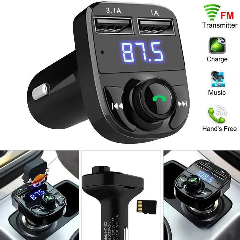 Transmetteur FM FM50 X8 Aux Modulator Kit de voiture Bluetooth Récepteur audio de voiture mains libres Bluetooth Lecteur MP3 avec charge rapide 3.1A Dual USB Car C avec boîte