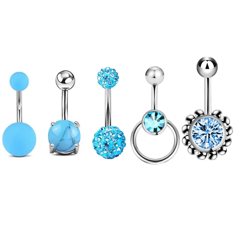 Zestaw 5 sztuk pępek pierścienie CZ akrylowy Brzuch Button Pierścienie Piercing Stud Modne Jewel Prezenty dla mężczyzn i kobiet
