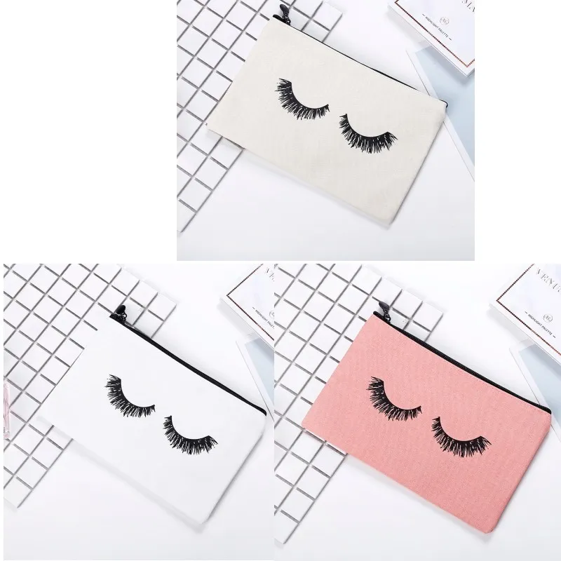 Canvas Bag Cosmetic Eye Lashes Large Pocket Storage Travelling Printed Pencil Woman Man Lovely Pouch Accesories 3 8zx K2