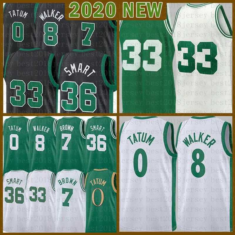 2021 Yeni Jayson 0 Tatum Basketbol Jersey Kemba 8 Walker Erkek Larry 33 Gençlik Çocuklar Jaylen 7 Kahverengi Örgü Retro Marcus 36 Akıllı Yeşil