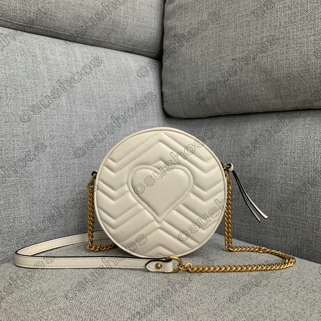 Mini Round Marmont Chains Shoulder bag Womens Leather Letter Crossbody Designer Circular Bags Brand Tote Purse Wallets 550154