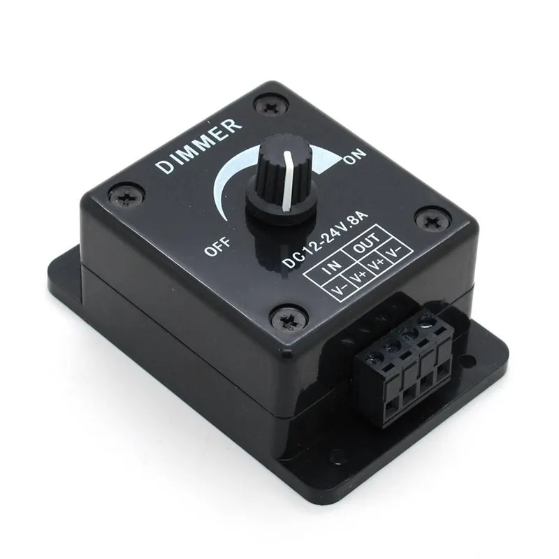 Black White LED Dimmer Switch DC 12 24V 8A Adjustable Brightness Lamp Bulb Strip Driver Single Color Light Power Supply Controller